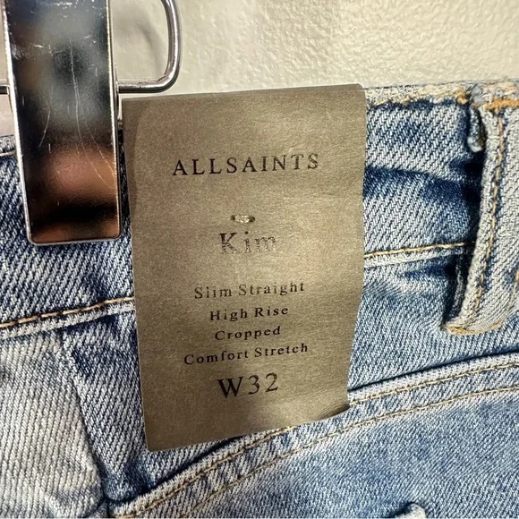 AllSaints Kim Two Toned Asymmetrical Hem Jeans sz 32 - Picture 9 of 9